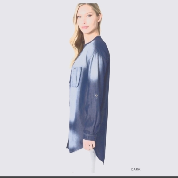 NWT Chambray Longline Hi Low Shirt in Blue NIP! - Picture 4 of 6